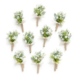 Ramo De Gypsophila Para Boda, Conjunto De 10 Boutonnieres