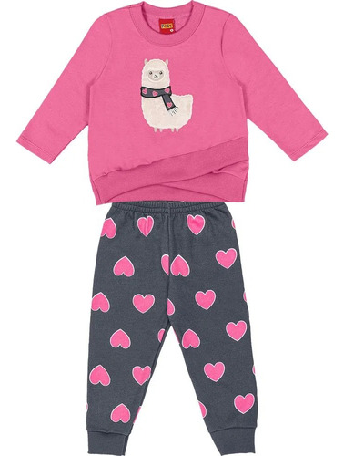 Roupa Feminina Infantil Casaco Manga Longa Calça Moletom