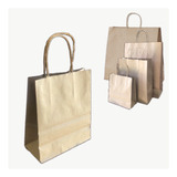 Bolsas Papel Madera Kraft 18x20x8 Con Manijas  Pack X 50 U