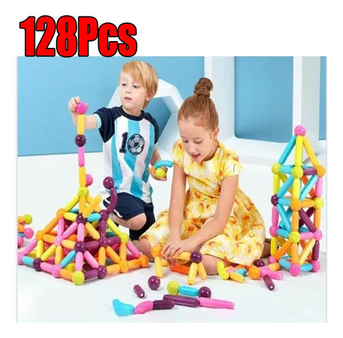 Magnetic Stick Building Blocks Jogo Ímãs Criança Set 128 Pcs