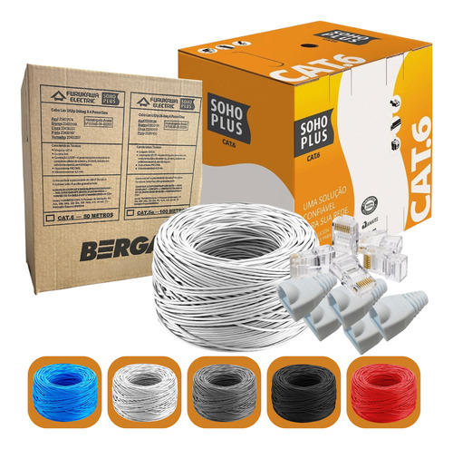 Cabo Rede Cat6 Furukawa Soho Plus 100m Branco +30 Capa Conec