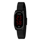 Relógio Lince Feminino Preto Tela Digital Led Touch Ldn4641l