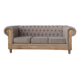 Sillon Chesterfield Rustico 3 Cuerpo Pana Antimanchas Marron