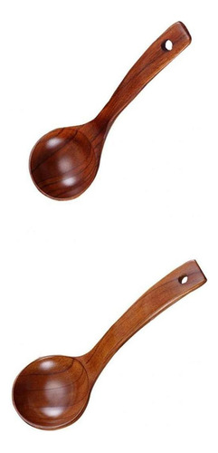 Paquete De 2 Cucharas De Sopa De Bambú De Madera Natural, 1