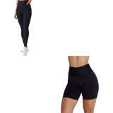 Kit Calça Legging + Short Feminino Fitness Academia Suplex