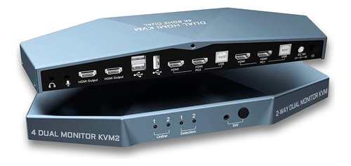 Switcher Hdmi Kvm Com Chaveamento 2x2 4k 60hz Dual Monitor