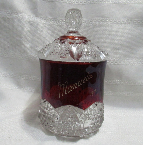 Antigua Caramelera Cristal Tallado Rojo Rubí Manuela 1910