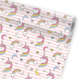 Papel De Parede Unicórnio Arco Iris Menina Kit 02 Rolos A21