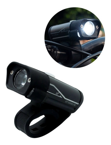 Luz Farol Bike Sinalizador Recarregável Usb Led Lt-8525 Cor Preto