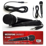 Microfone Dinâmico Vocal Fio 3m Plástico Preto Mxt M- 1800b
