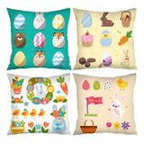 4 Fundas De Almohada De Pascua Conejo De Pascua Decoración P