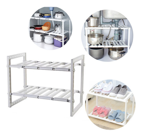 Estante Organizador Cocina Baño Ajustable Multiusos Apilable