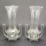 Par Vasos Vasinhos Alemães Wmf 1910 Banho De Prata E Cristal
