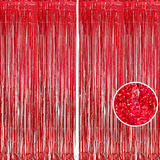 Cortina Rojo De Flecos De Aluminio 2 Piezas 2.5 X 1 Metros