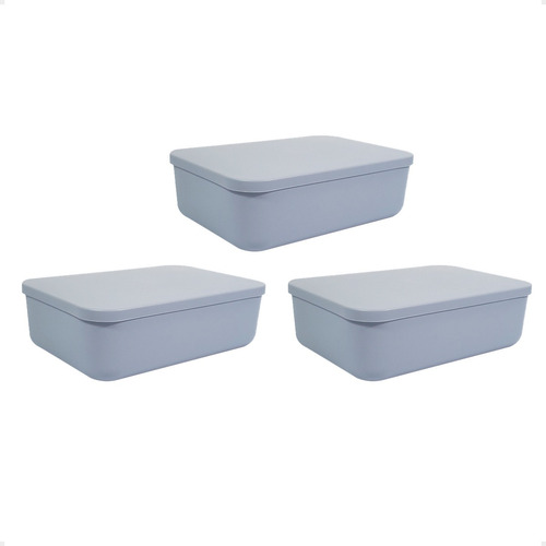 Set X3 Canastos Organizadores Con Tapa Cajas 26x18x8 Moderna