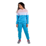 Conjunto Moletom Feminino Byg Fitness Mábilli Azul