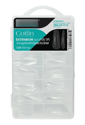 Tips Soft Gel Coffin Transparente Mia Secret 130 Unidades