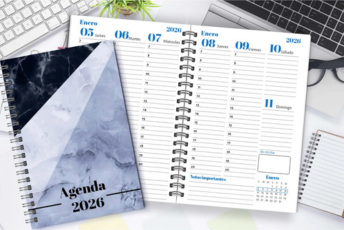 Agenda 2026 Pasta Dura Espiral Vista Semanal Diseños Varios | Meses sin interés