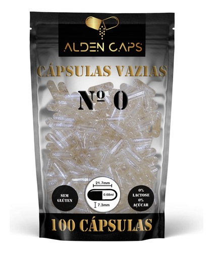 100 Cápsulas Vazias De Gelatina Incolor Nº 0 (500mg)