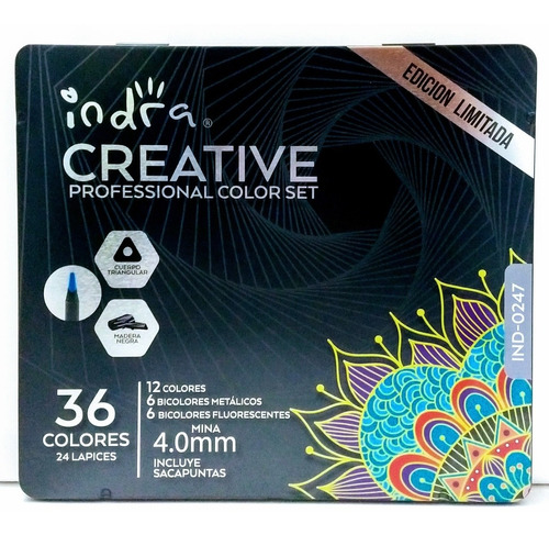 Indra. Creative Limited. 24 Lápices De Colores 36 Tonos.