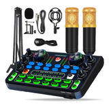 Kit Live Sound Card X60 Mixer  + 02 Microfones Condensadores
