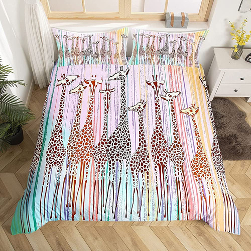 Juego De Cama Impreso De Jirafa King Size Giraffe Dutch Cove