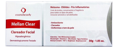 Mellan Clear Cosmobeauty 30g Cosmobeauty Clareia Inflamações