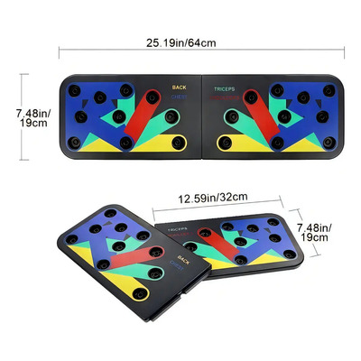 Prancha Flexão de Braço Foldable Board Push-Up 60cm Exercícios Preta | Frete grátis