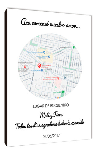 Cuadro Google Maps Con Frase Y Fecha Varios Modelos 33x48