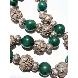 Collar Plata Perlas De Jade Imperial Nepal Etnografico 