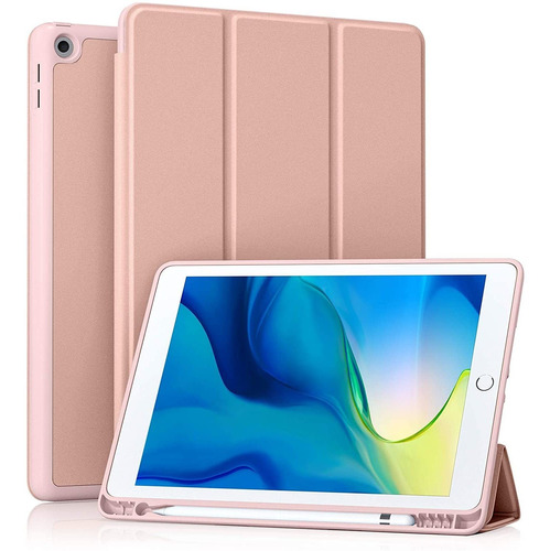 Funda Para iPad 8va/7ma Generacion C/porta Lapiz Oro Rosa