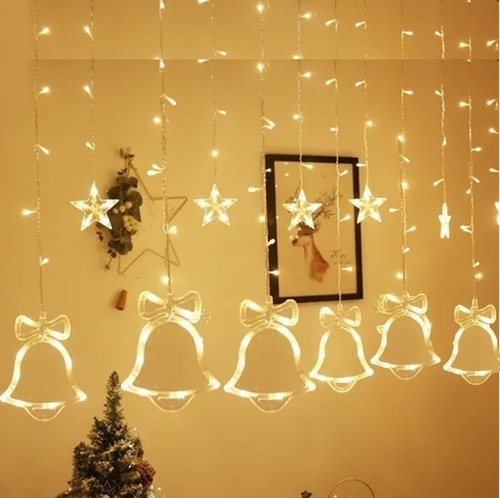 Luces Navidad Guirnalda Campana Estrella 3mt Blanco Cálido