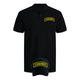 Camiseta Tipo Polo Comando Military Obsequio Gorra Black