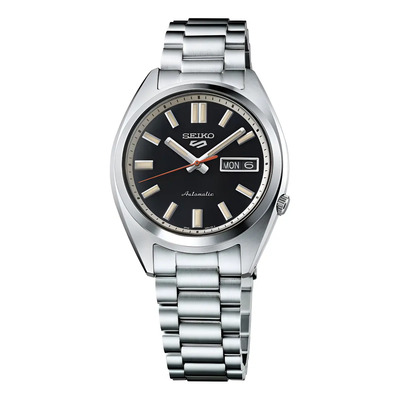 Reloj Seiko 5 Sports Srpk89 Dama Correa Plateado Bisel Plateado Fondo Negro | Meses sin interés