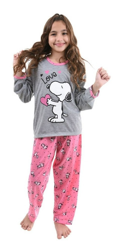 Pijama Infantil Longo Menina Personagem Inverno Manga Longa