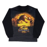 Camiseta Infantil Manga Longa Jurassic Park Preto - 8