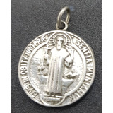 Medalla San Benito Abad En Plata 2,2 Cm 8 Gr Art 1151