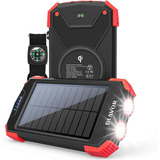 Cargador Portatil Inalambrico Blavor Con Carga Solar - Rojo