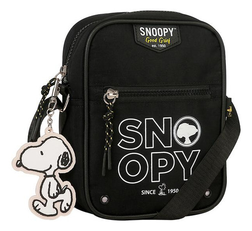 Bolsa Feminina Pequena Snoopy Transversal Cor Preto