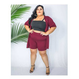 Conjunto Kimono E Short  Feminino Plus Size Promoção 