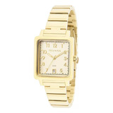 Relogio Feminino Dourado Quadrado Technos Com Data