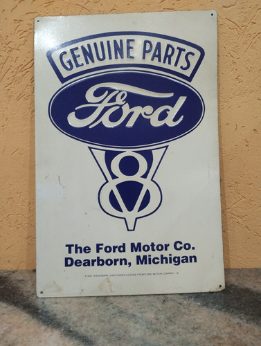 Antiguo Cartel Ford V8 Litografiado 