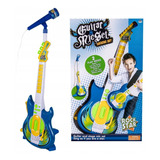 Guitarra Con Botones Microfono Pie Azul Love 7365 En Stock