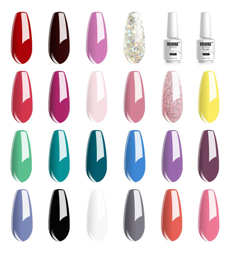 Vishine 24 Esmaltes De Uñas De Gel Semipermanentes Con Led U