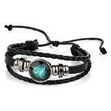 Pulsera Multicapas Ecocuero Signo Zodiaco Ajustable