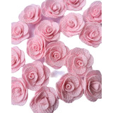 5 Unid Flor De Tecido Rosa Bebê 3cm Aplique Laços Artesanato