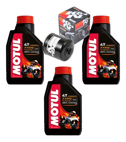 Kit Aceite Motul 3l 7100 10w40 Y Filtro K&n R6r 600rr Gsxr