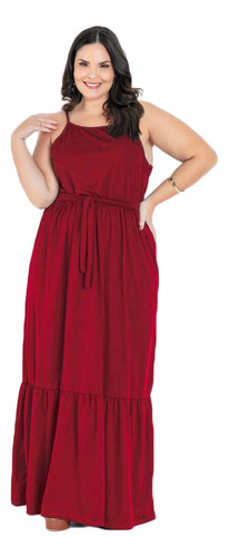 Vestido Longo Plus Size Modinha Feminina Tendencia Blogueira