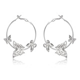 Pendientes De Aro Grandes De Mariposa De Moda Para Mujeres Y