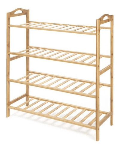 Estante Zapatero Rack Organizador De 4 Niveles Bambú 67x27x5